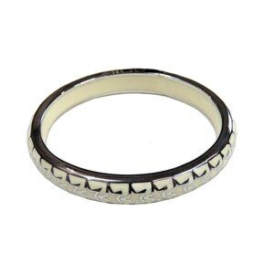 Inox Women's Stainless Steel White Enamel Bracelet with Silver Stars and Trim